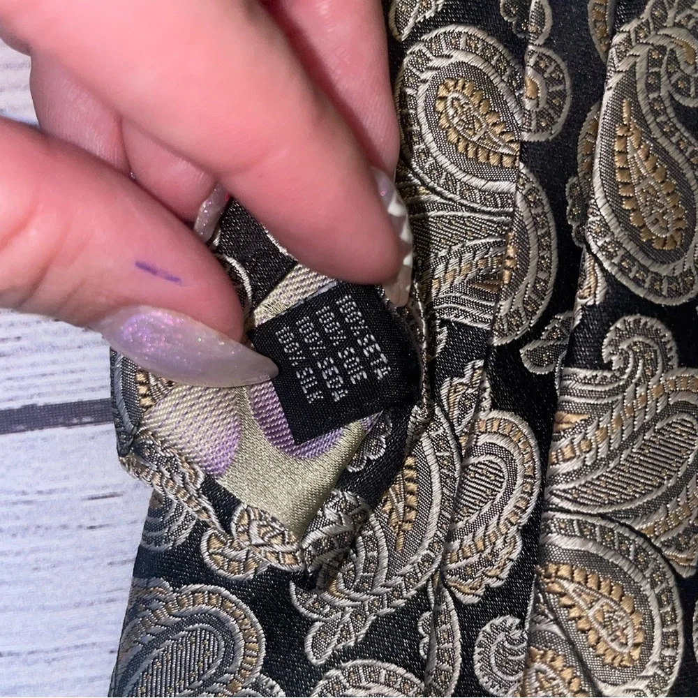 Roberto Villini Black and Gold Paisley Silk Tie